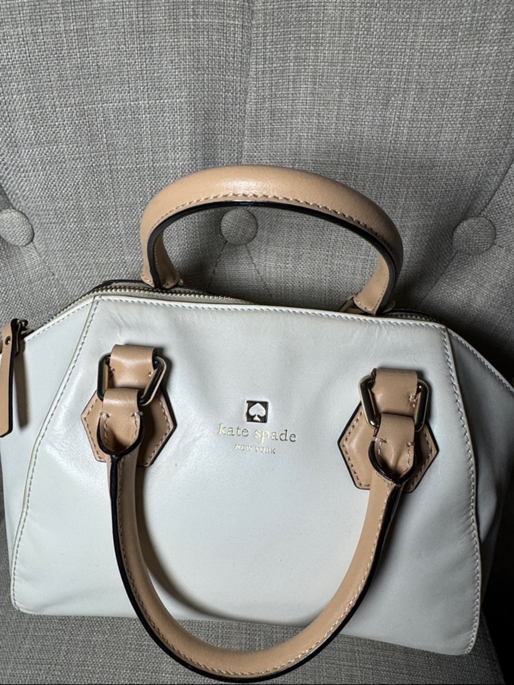 kate spade White & Tan Leather Satchel with Matching Card Case - Picture 5 of 7